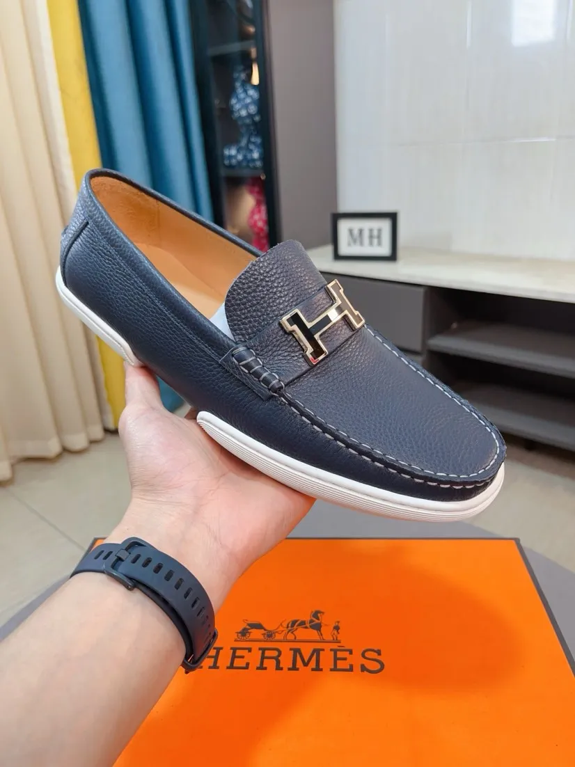 Men's shoes 💰458🌹🌹Niuli "HERMES" Hermès business leather shoes, original factory configuration, original imported cowhide upper + luxury hardware logo + fully imported original customized cowhide lining, sole: rubber wear-resistant outsole, difficult craftsmanship, original factory follow-up goods, 🔍🔍high quality code number: 38-44 45 can be customized